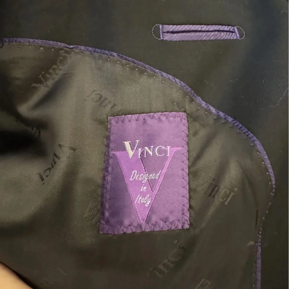 Vinci‎ Men’s Blazer 35 Black Pin Striped Double Breasted Italian Sports Coat